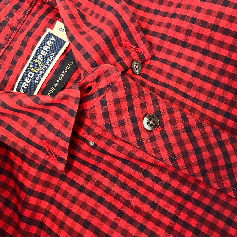 Fred Perry Red + Black Gingham Button Down ๐ฌ๐ง - Picture 4 of 5